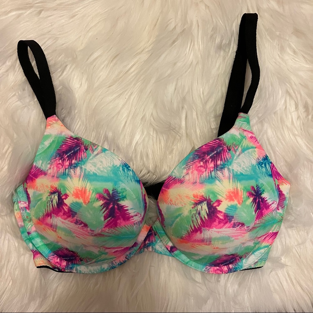🌴 Victoria’s Secret PINK Neon Tropical Leaves Bra